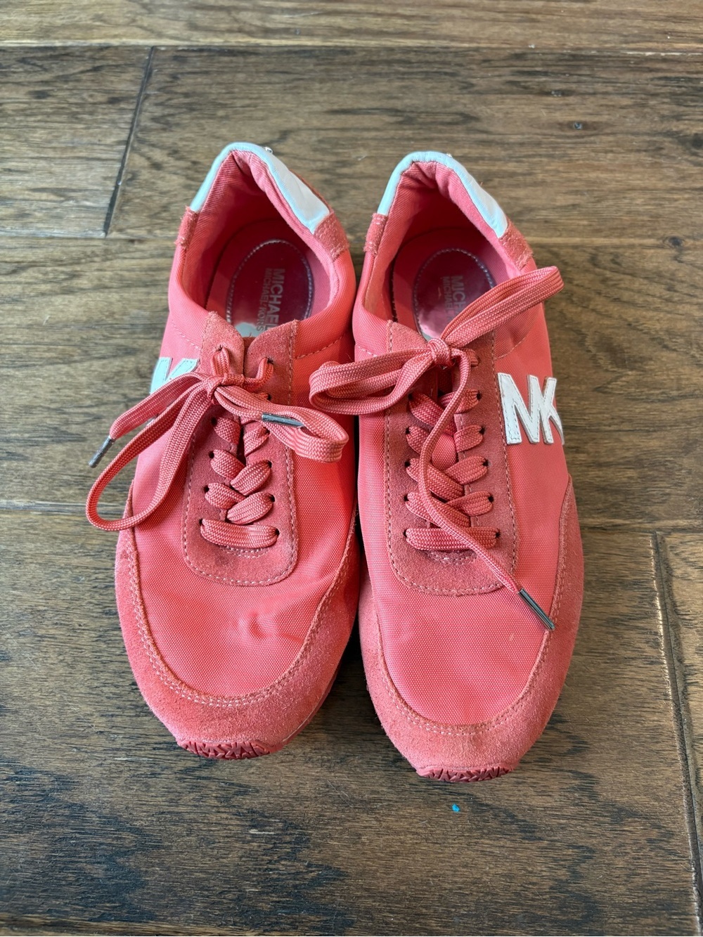 Michael Kors Coral Lace-Up Sneakers for Women Stanton Trainer in Grapefruit